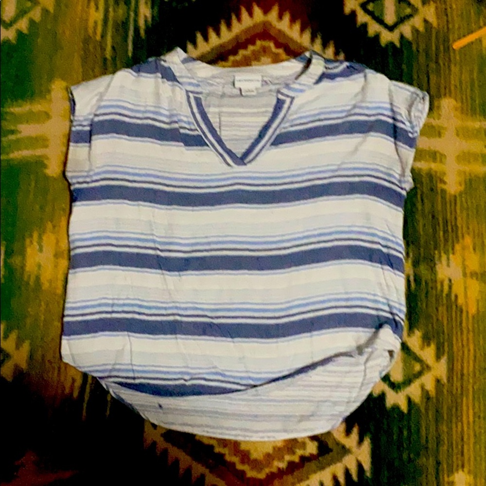 Striped V Neck Top